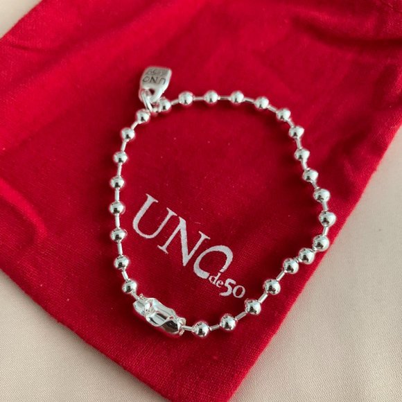 UNO de 50 EMOTIONS BRACELET Silver balls lucky charm - Picture 1 of 6